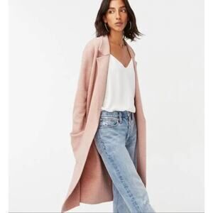 J.Crew Ella Sweater Blazer Wool Blend Heather Pink Long Line Cardigan Size XS